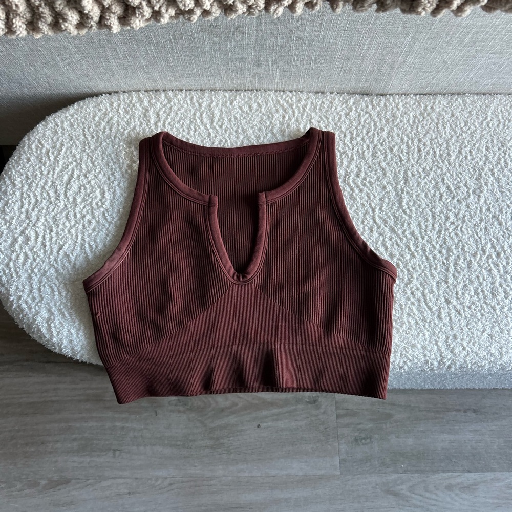 Amazon Women's Burgundy Ribbed Crop Top
